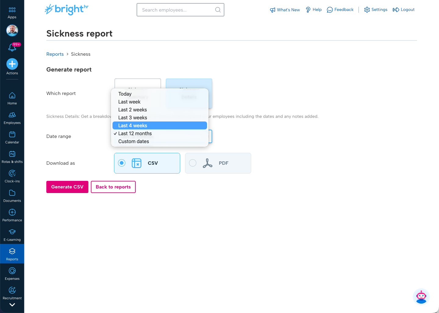 Choosing a date range