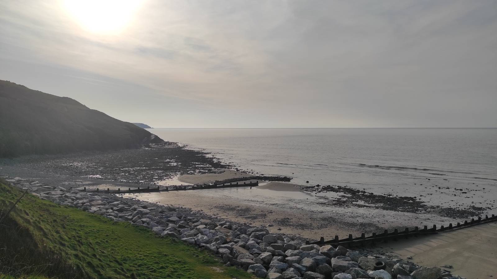 Aberaeron storm beach, just below Penmorfa grassland and the Ceredigion Coastal Path