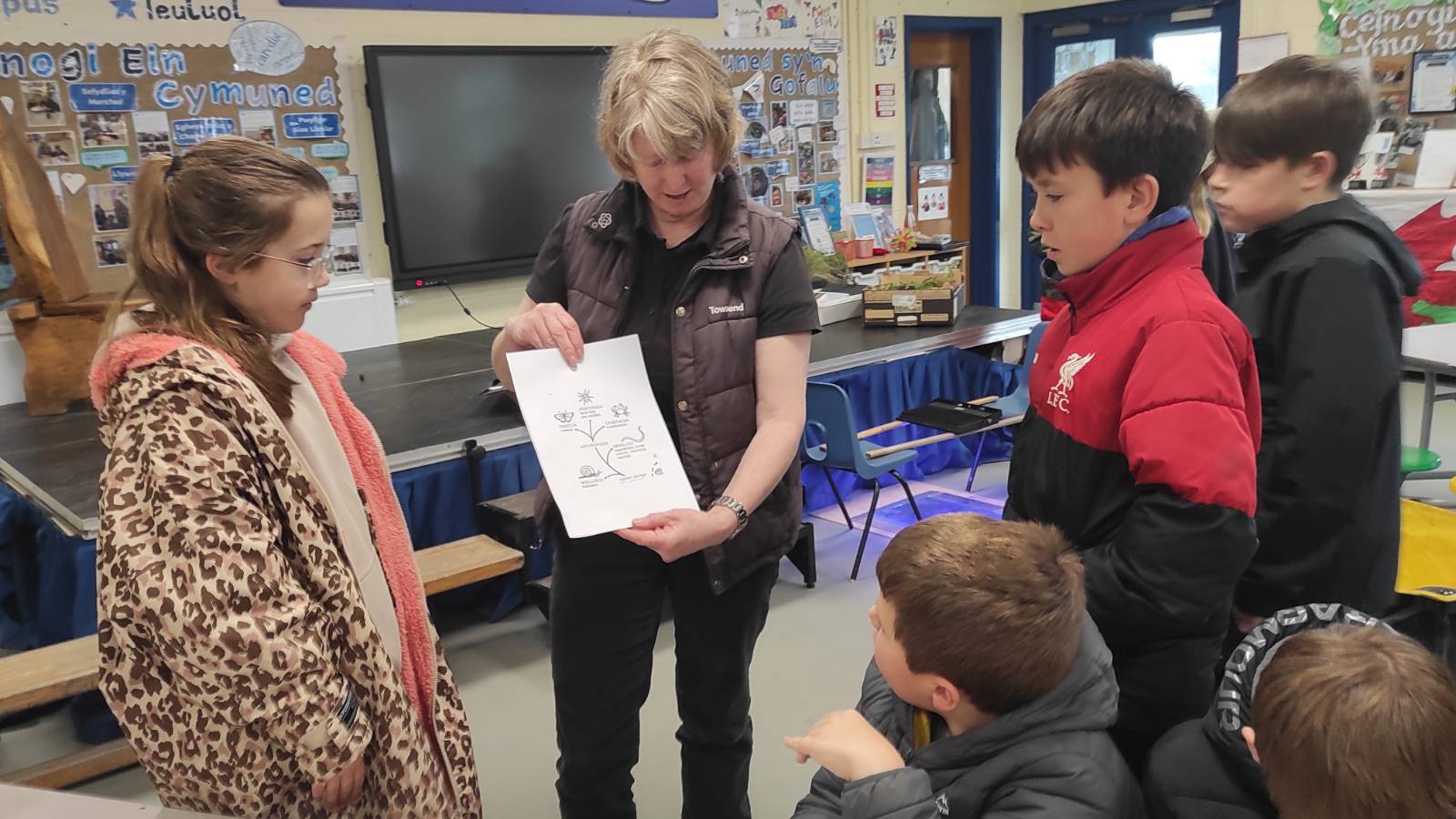 Sheena the ecologist showing students the tree of life