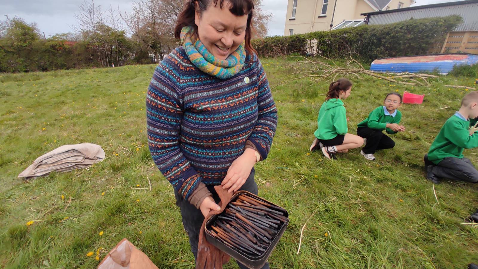 At the end of the 2 hour workshop, the willow charcoal was almost ready!