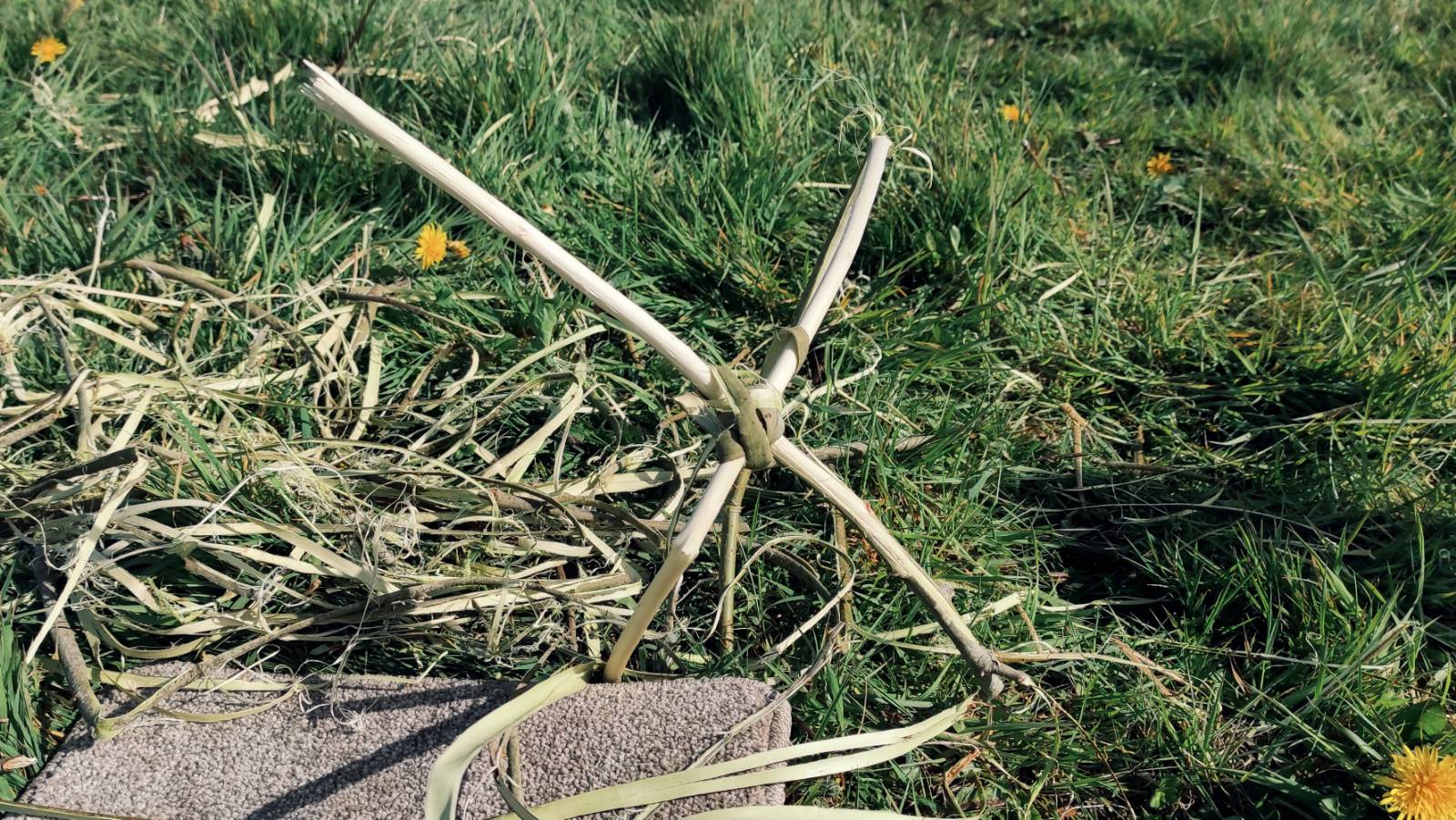 Students made more than sticks -- this is a makeshift willow seat!