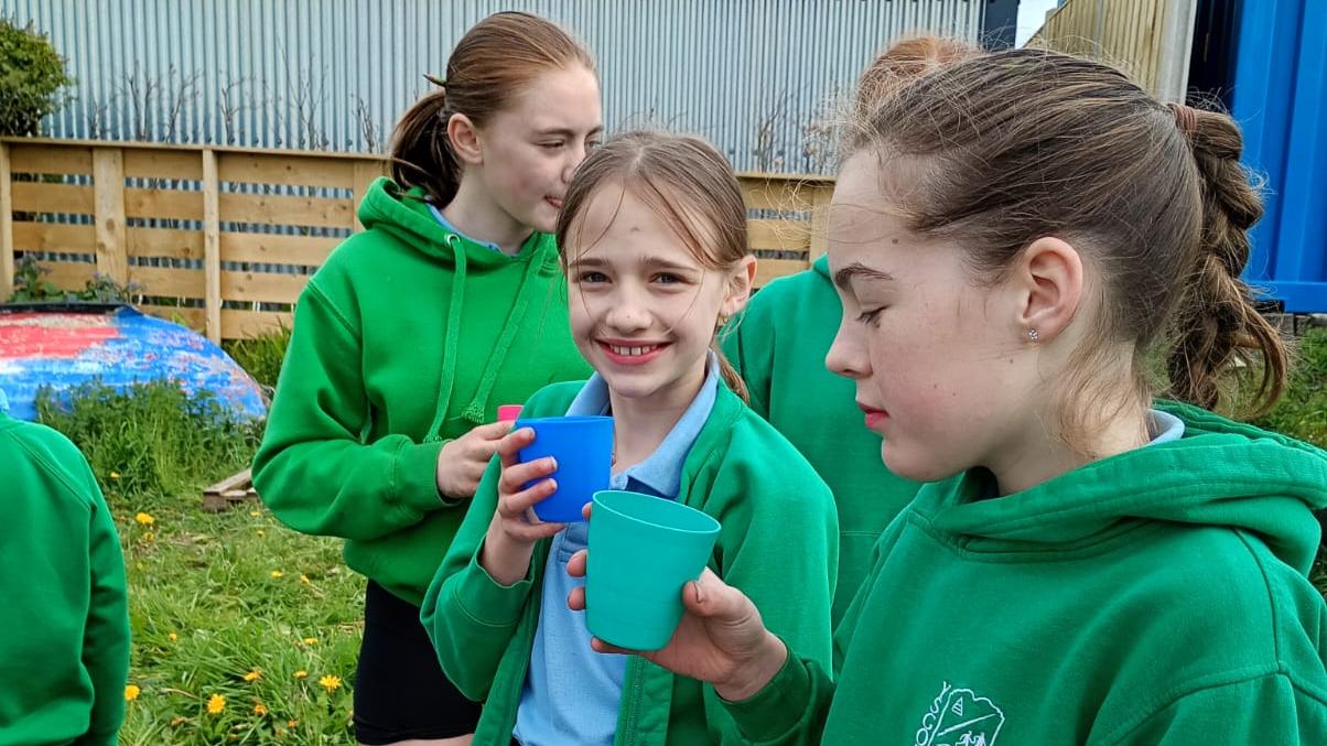 Students tasting the tea!