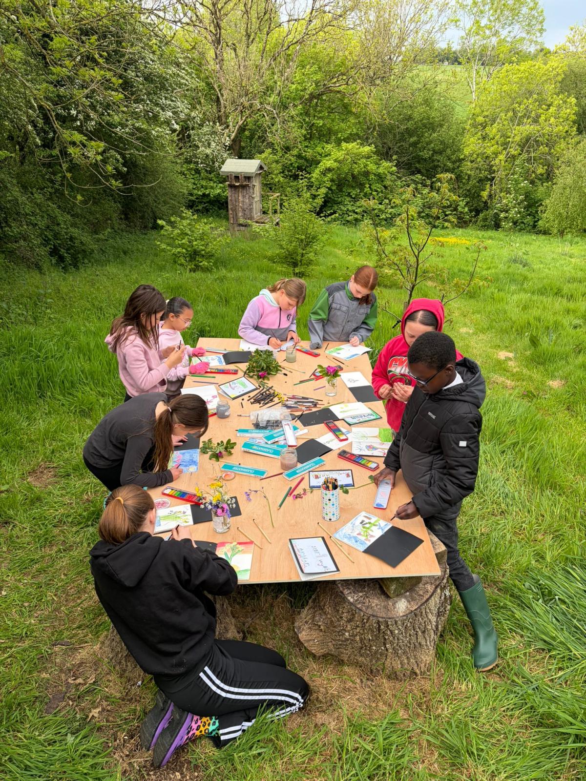 Student outdoor art table
