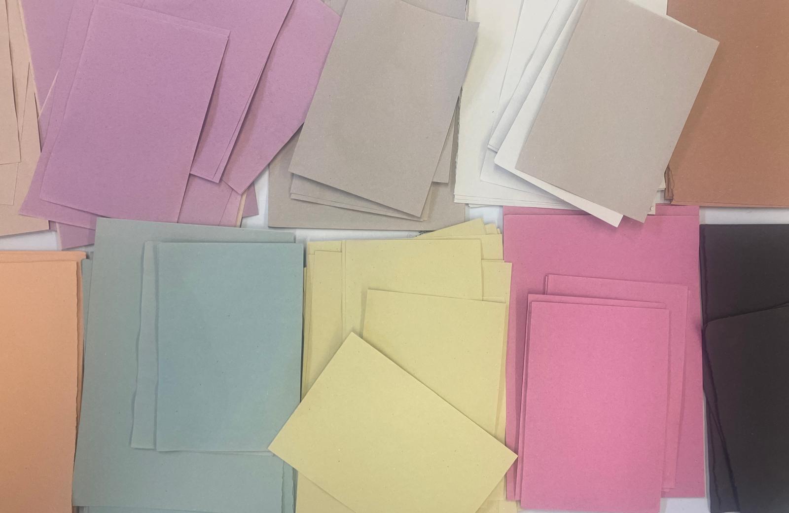 Coloured card all different colours, cut out ready for montage