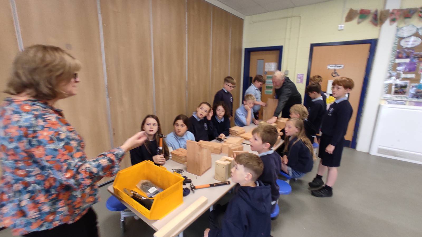 Headteacher Jan Jones explaining the activities to Year 5 students