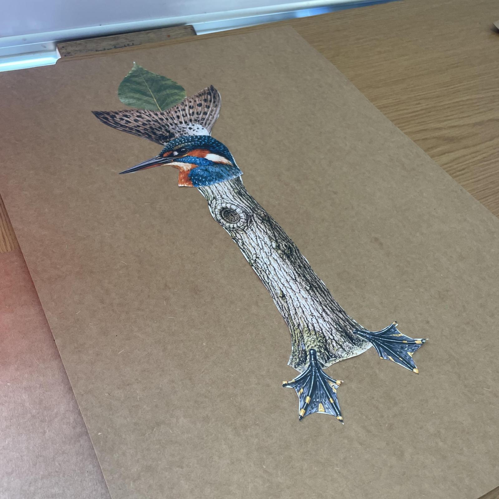 Kingfisher atop a trunk