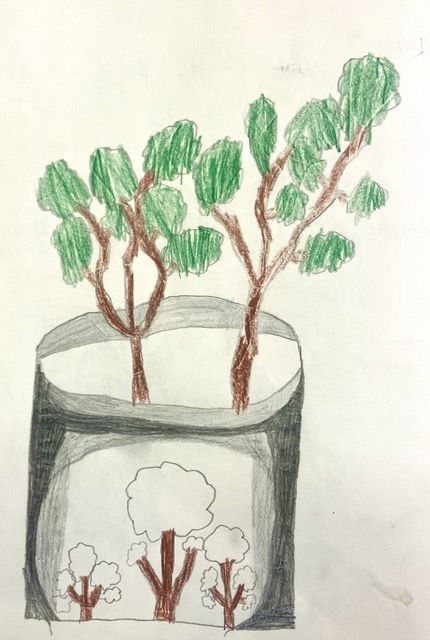 Oak branches in a pot decorated with Oak trees?