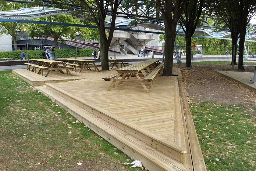 terrasse bois publique en pin sylvestre traité classe 4