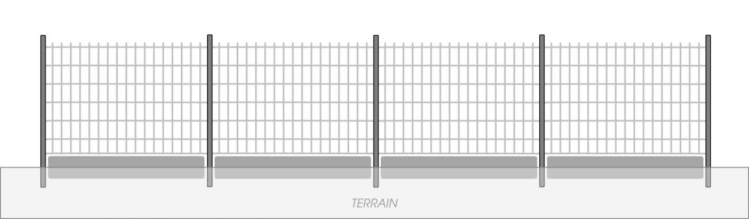 Fig. 5 - Mise en oeuvre de plaques de soubassement sur terrain plat