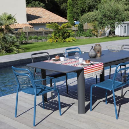 Fauteuil de jardin empilable aluminium - EOS - bleu nuit
