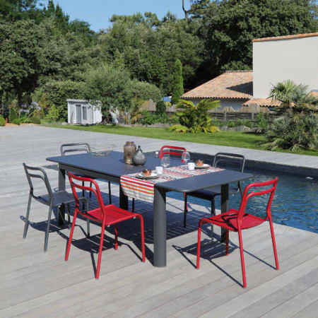 Table de jardin extensible EOS - 180/240 cm - 8/10p - alu - graphite - Aménagement terrasse