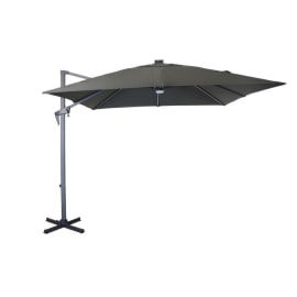 Parasol d&eacute;port&eacute; Inclinable Aluminium &agrave; LED Roma - 2.7x2.7m - gris