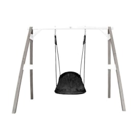 Portique en Bois avec Balan&ccedil;oire - si&egrave;ge Nid Ovale - gris/blanc