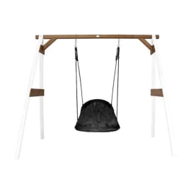 Portique en Bois avec Balan&ccedil;oire - si&egrave;ge Nid Ovale - blanc/marron