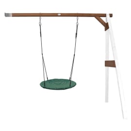Portique en Bois Mural Wall Mount avec Balan&ccedil;oire - si&egrave;ge Nid Rond - blanc/marron