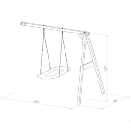 Portique en Bois Mural Wall Mount avec Balançoire - siège Nid Ovale - dimension