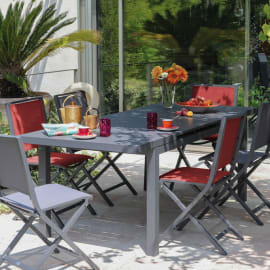 Chaise de jardin pliante Ida - alu - toile tendue - grey/grey et grey/rouge