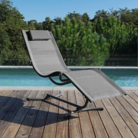 Lit de Soleil Suspendu en Acier et Toile tendue - Coloris gris