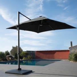 Parasol d&eacute;port&eacute; Inclinable Aluminium &agrave; LED Roma - 2.7x2.7m