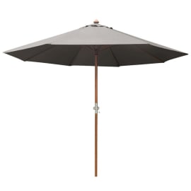 Parasol droit Bois &agrave; Manivelle - Diam&egrave;tre 3m - gris