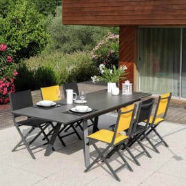 Table Agra 150/200/250 plateau Céramique KEDRA® - 6/8 personnes - graphite/alley + Thema