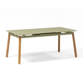 Table de jardin extensible aluminium - Alicante - L.160/200 x l.80 x H.76 cm - Vert Jonc - 6/8 personnes