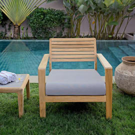 Fauteuil bas de jardin empilable Teck naturel - Aquariva - L.68 x l.71 x H.72 cm