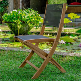 Chaise de jardin pliante Teck naturel - Navy- L.57,5 x l.50 x H.87 cm