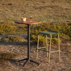 Mange debout rond Aluminium/Teck - Typon - L.68 x l.68 x H.107 cm - 2 personnes
