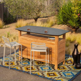 Table de bar Teck/HPL - Navy - L.160 x l.90 x H.106 cm