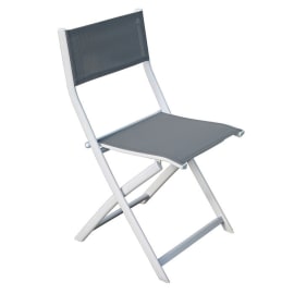 Chaise de jardin pliante Aluminium - Vegetal - L.53 x l.47 x H.85 cm - Blanc/gris
