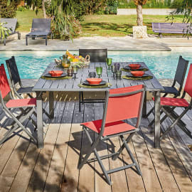 Table de jardin extensible aluminium - Genes - L.140/200 x l.140 cm - 8/10 personnes - graphite