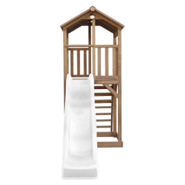 Aire de jeux en bois avec bac &agrave; sable et toboggan - Beach Tower
