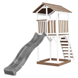 Aire de jeux en bois avec bac &agrave; sable et toboggan - Beach Tower