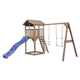 Aire de jeux en bois avec bac à sable, toboggan et 2 balançoires - Beach Tower