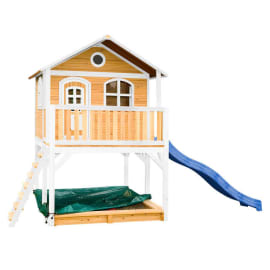 Cabane en bois avec bac &agrave; sable et toboggan pour enfant - Marc