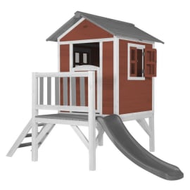 Cabane en bois pour enfant avec toboggan gris - Beach Lodge XL