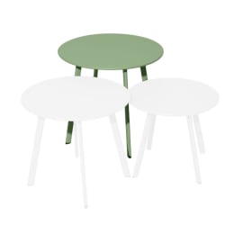 Table basse de jardin ronde acier &eacute;poxy - Massa&iuml; - &Oslash; 50 cm - vert light