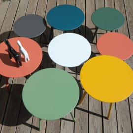 Table basse de jardin ronde acier &eacute;poxy - Massa&iuml; - &Oslash; 50 cm