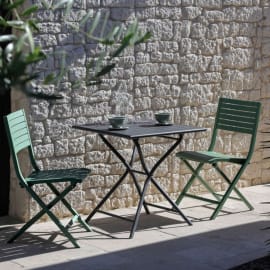 Table de jardin pliante aluminium - Globe - L.70 x l.70 cm - 2 personnes - graphite + Lucca