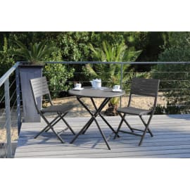 Table de jardin ronde pliante aluminium - Globe - &Oslash; 80 cm - 2 personnes - graphite + Lucca