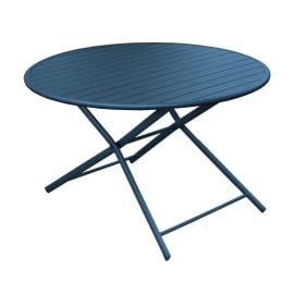 Table de jardin ronde pliante aluminium - Globe - &Oslash; 120 cm - 4 personnes - bleu