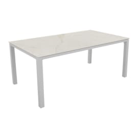 Table de jardin aluminium plateau Kedra® - Stoneo - L.180 x l.100 cm - 6 personnes - blanc/dual white