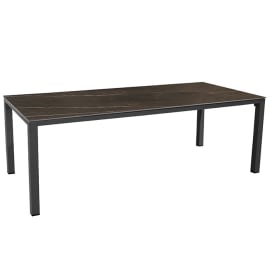 Table de jardin aluminium plateau Kedra&reg; - Stoneo - L.220 x l.100 cm - 8 personnes - graphite/abyssal