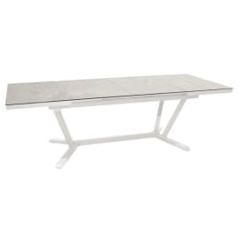 Table de jardin extensible aluminium plateau &agrave; lames Kedra&reg; - Vita - L.180/240 x l.100 cm - 8/10 personnes - blanc/dual white