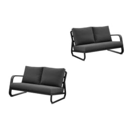 Lot de 2 m&eacute;ridiennes (droite et gauche) aluminium avec coussins - Antonino - 4 places - Graphite / Gris