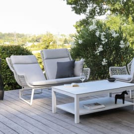 Canapé réglable aluminium et résine tressée - Club - 2 places - Vue d'ensemble