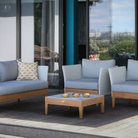 Table basse de jardin carrée aluminium plateau céramique - Welcome - L.70 x l.70 - Vue d'ensemble