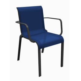 Fauteuil de jardin empilable aluminium et toile - Cauro - Graphite / Bleu