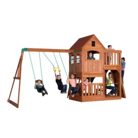 Aire de jeu en bois avec toboggan et balançoire - Hill Crest